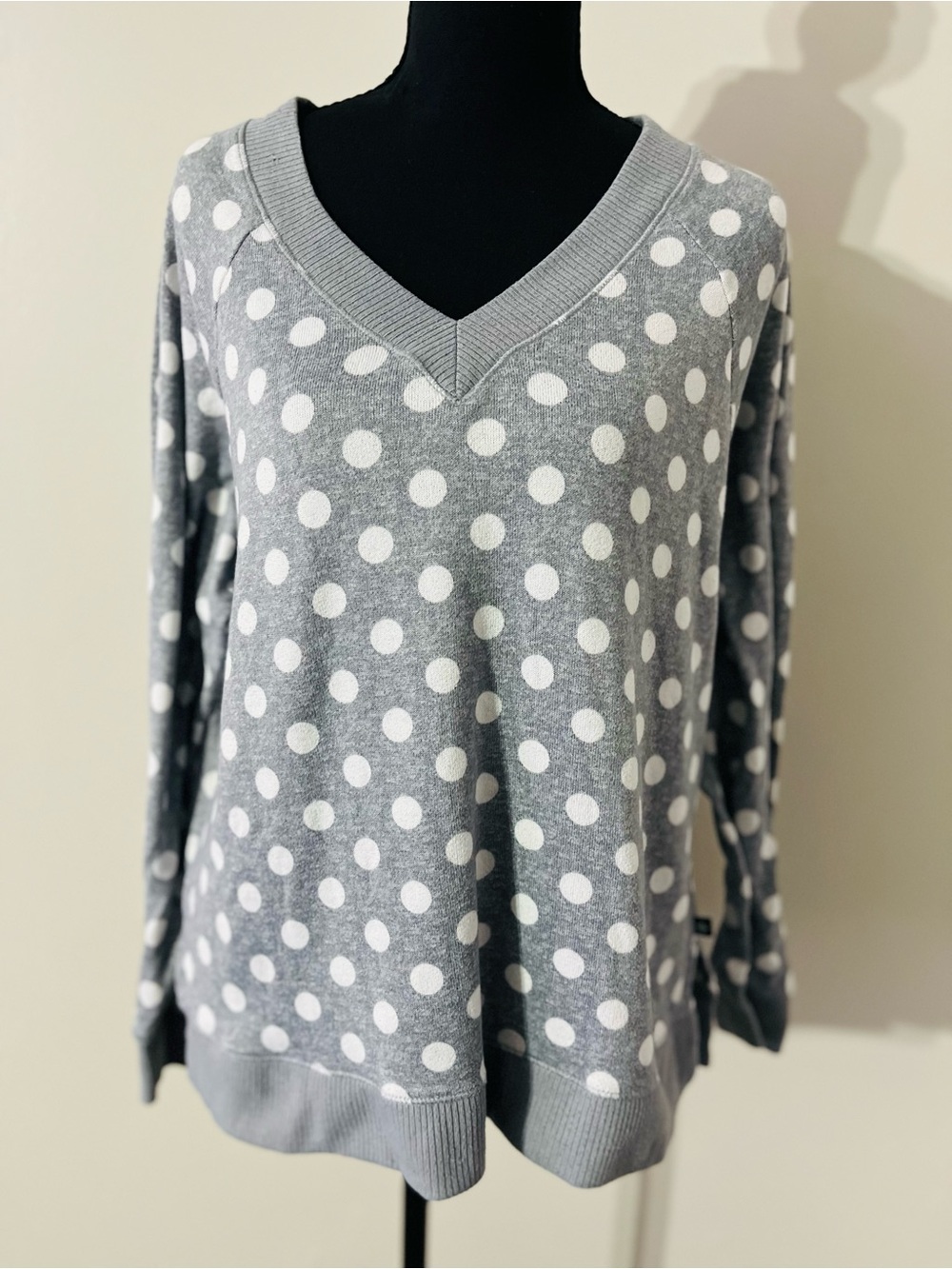 Kate Spade Grey& White Polka Dot Sweater S